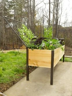 Elevated Planter Box And Space-Maker Pivoting Trellis Set, 2' X 8'