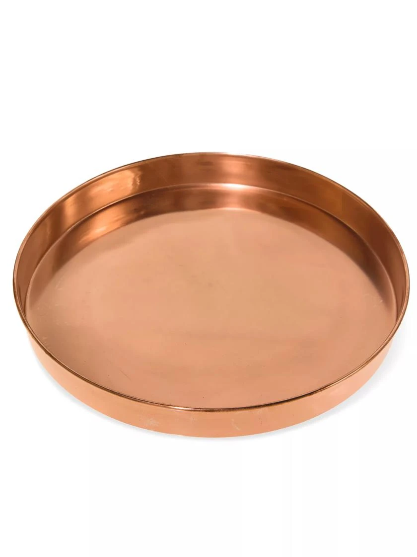 Large Round Copper Plant Tray, 14" - Image 7