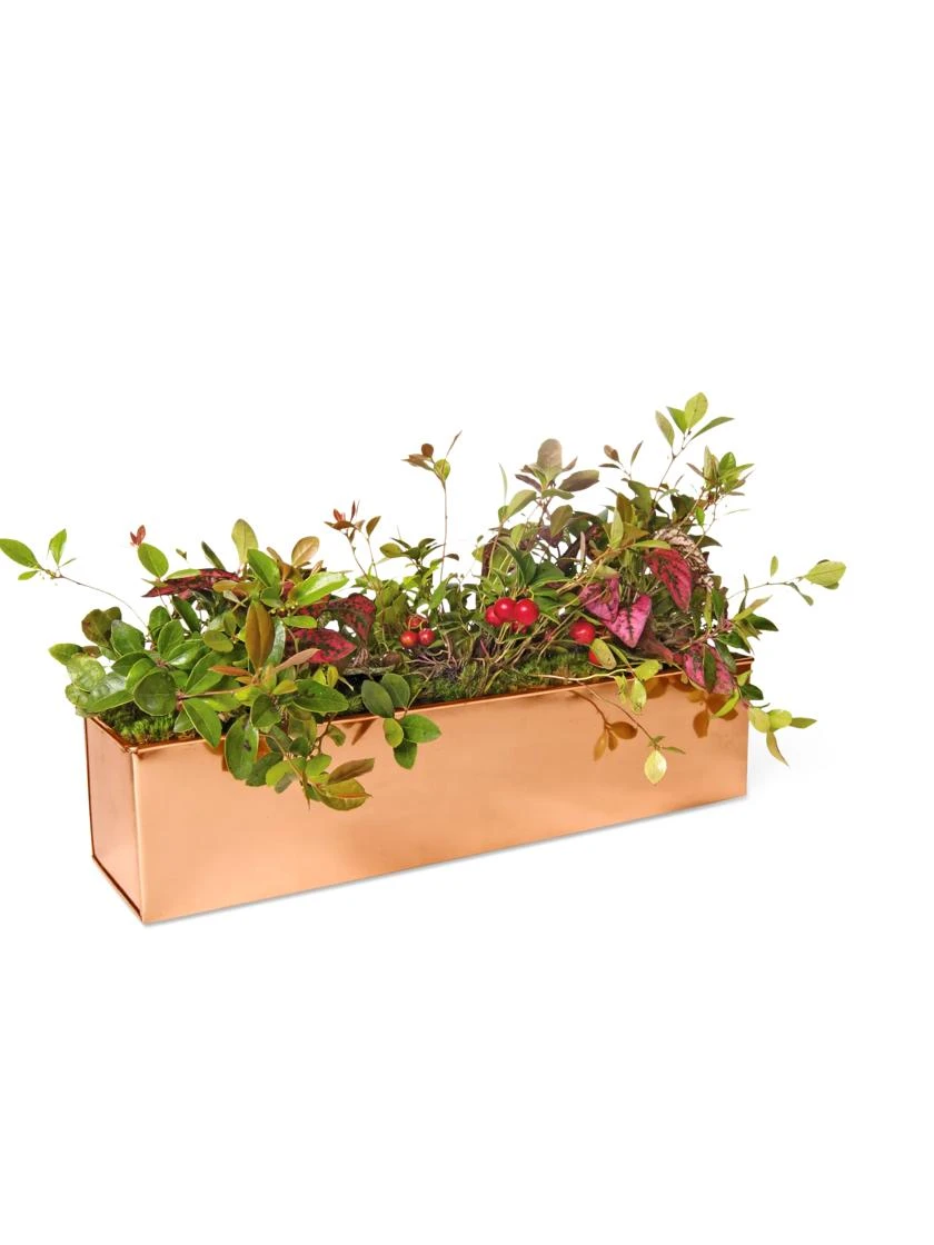 Tall Rectangular Copper Plant Tray, 18" X 5" X 4" - Image 4