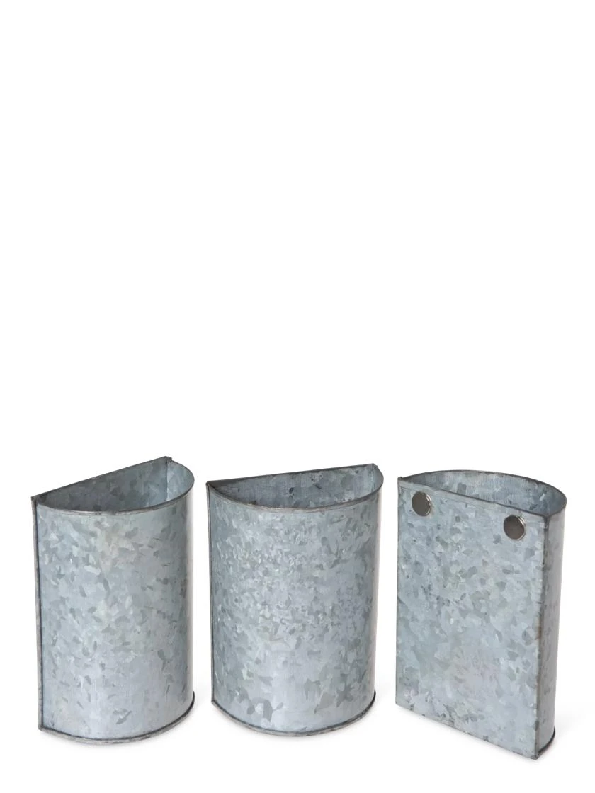 Mini Magnetic Galvanized Planter Pockets, Set Of 3 - Image 2